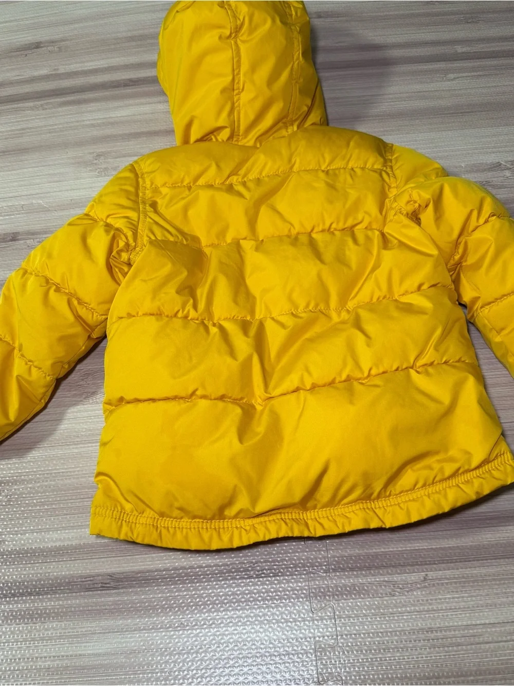 Old Navy 5T Toddler Yellow Puffer Coat Hooded Warm Fleece Lined Jacket